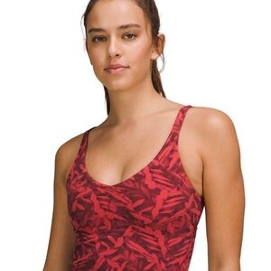Lululemon Align Tank in Spray Leaf Fireside, with built-in bra